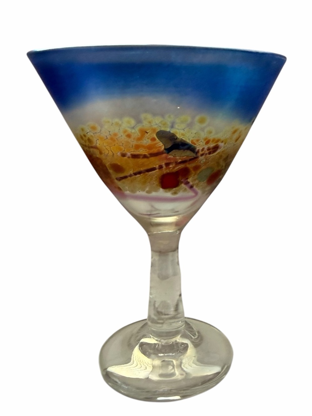 Vintage Martini Glass Art Design Signed